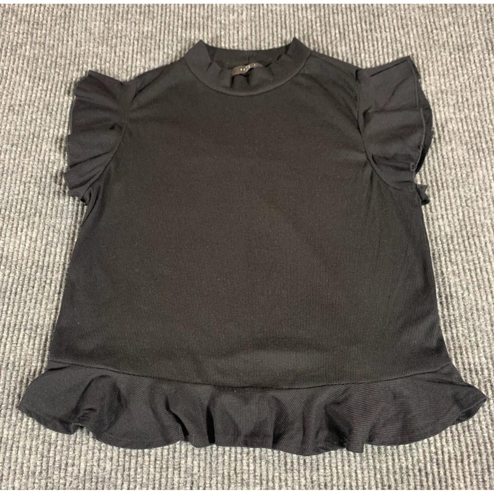 21 Saints Top Womens Large Black Rayon Blend Knit Stretch Lightweight Elegant
